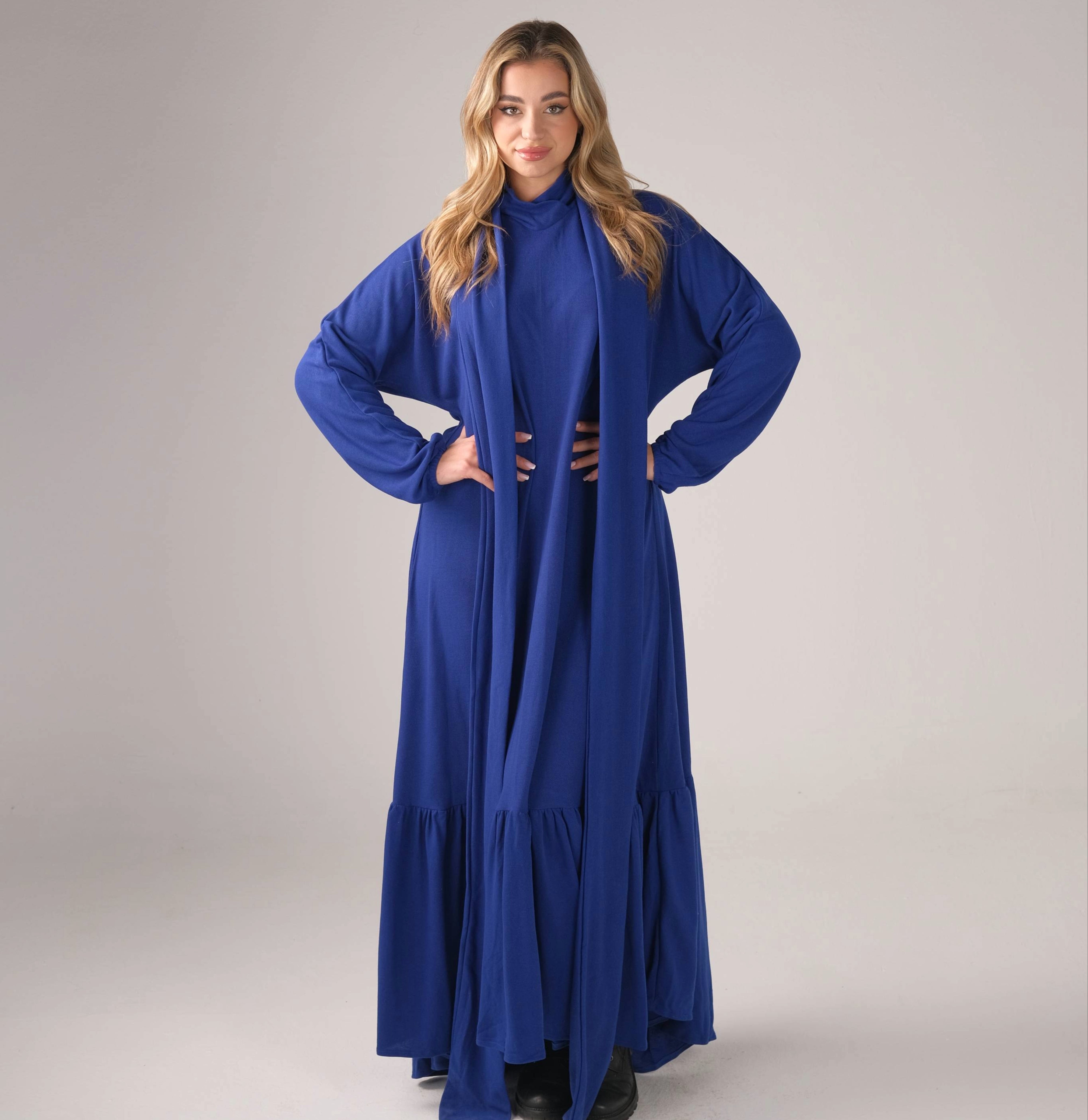 Royal Flow Belted Maxi Dress