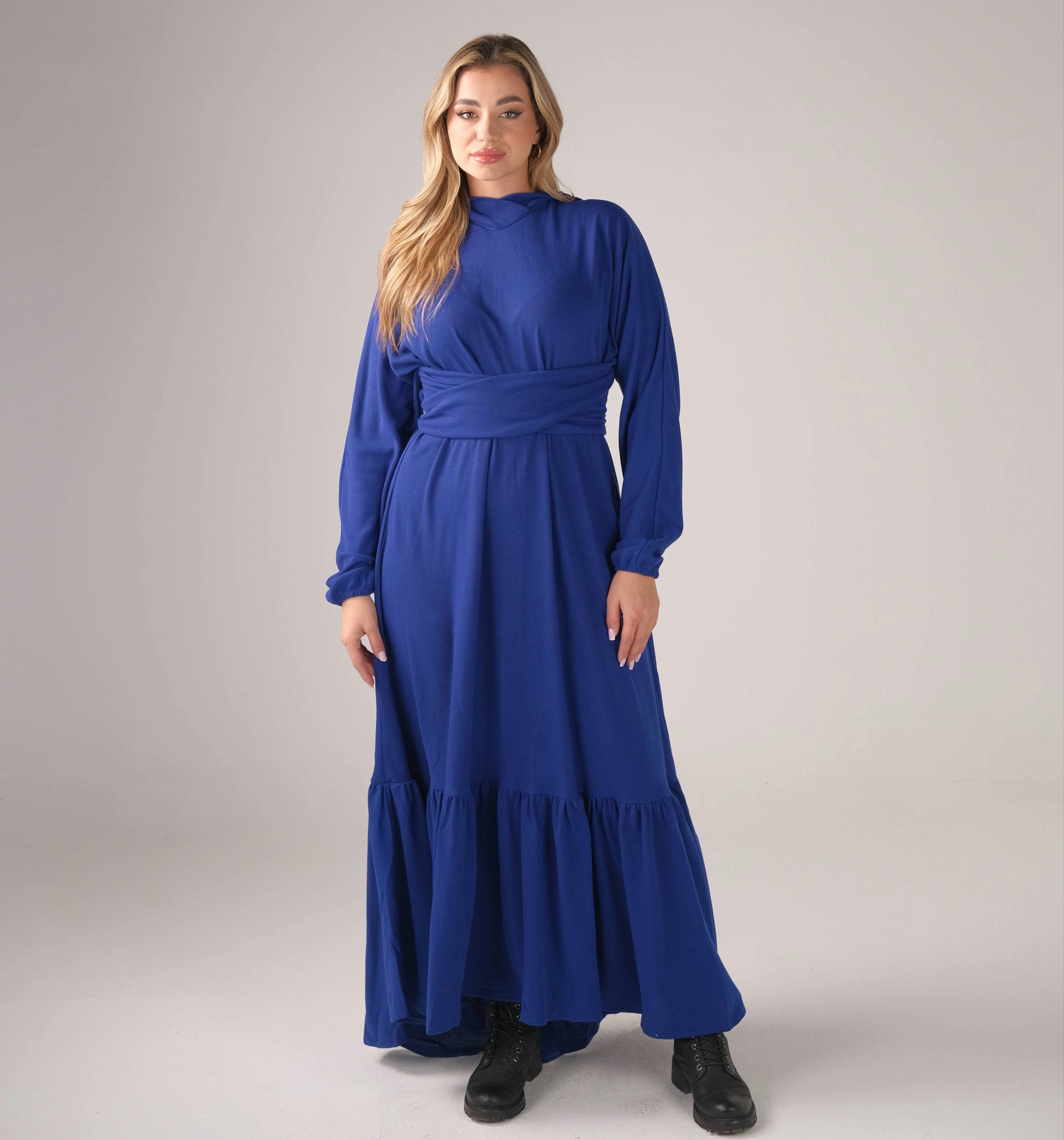 Royal Flow Belted Maxi Dress